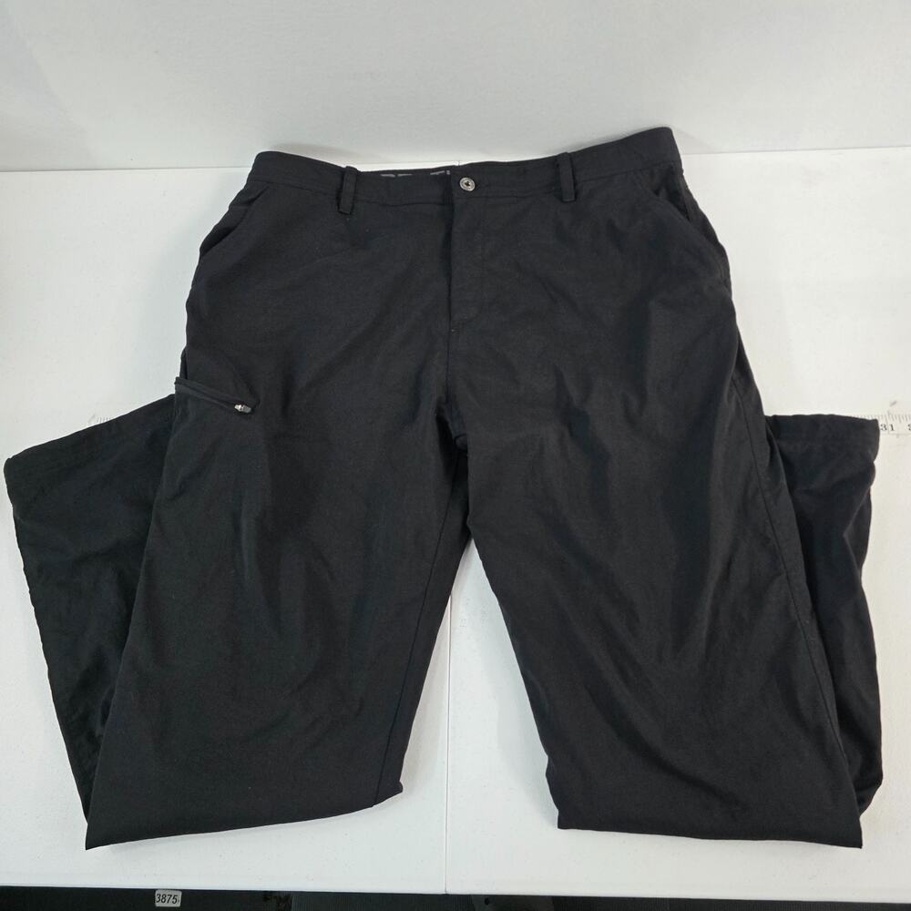 Gerry Men’s Black Nylon Spandex Lined Hiking Pants 38x34 Zip Pocket Drawcord Hem